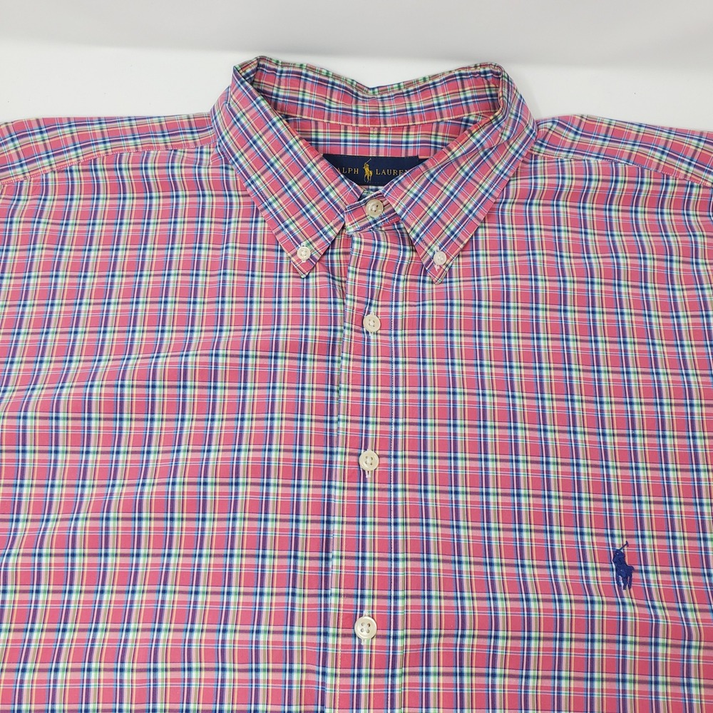 Ralph Lauren Shirt Mens 3XLT Plaid Pink Button-down Long Sleeve Tall